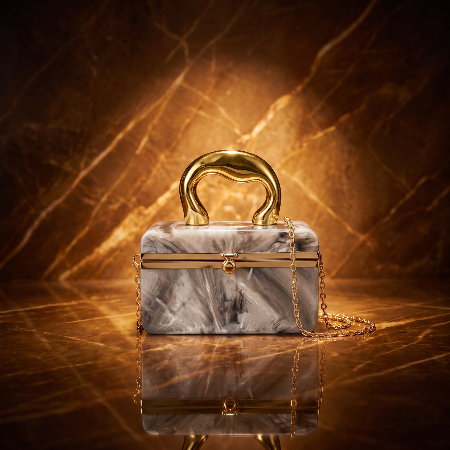 Aurelia Marbled Acrylic Box Clutch