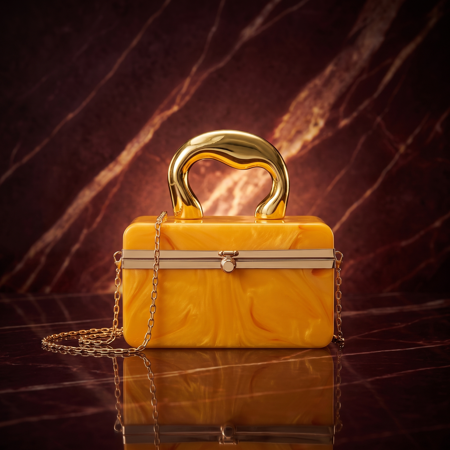 Aurelia Marbled Acrylic Box Clutch