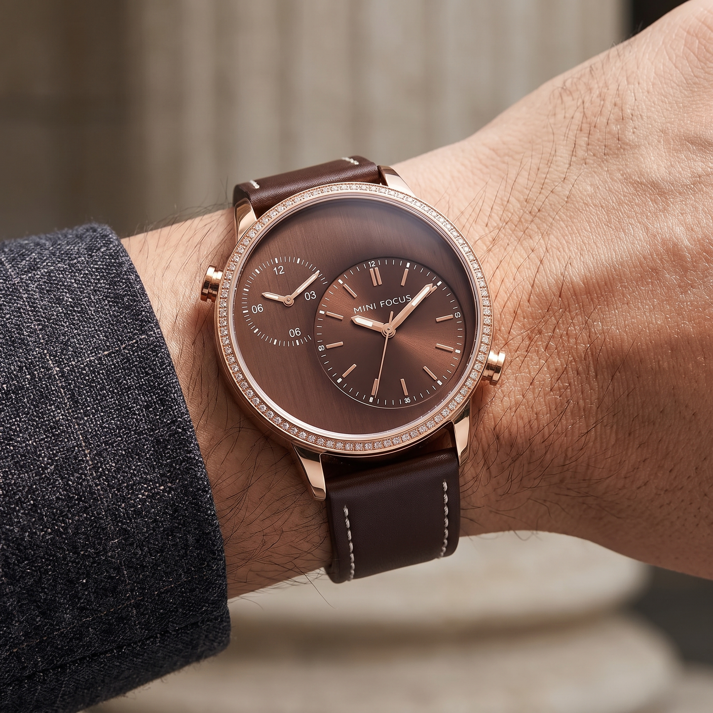 Sovrano Dual-Dial Leather Watch