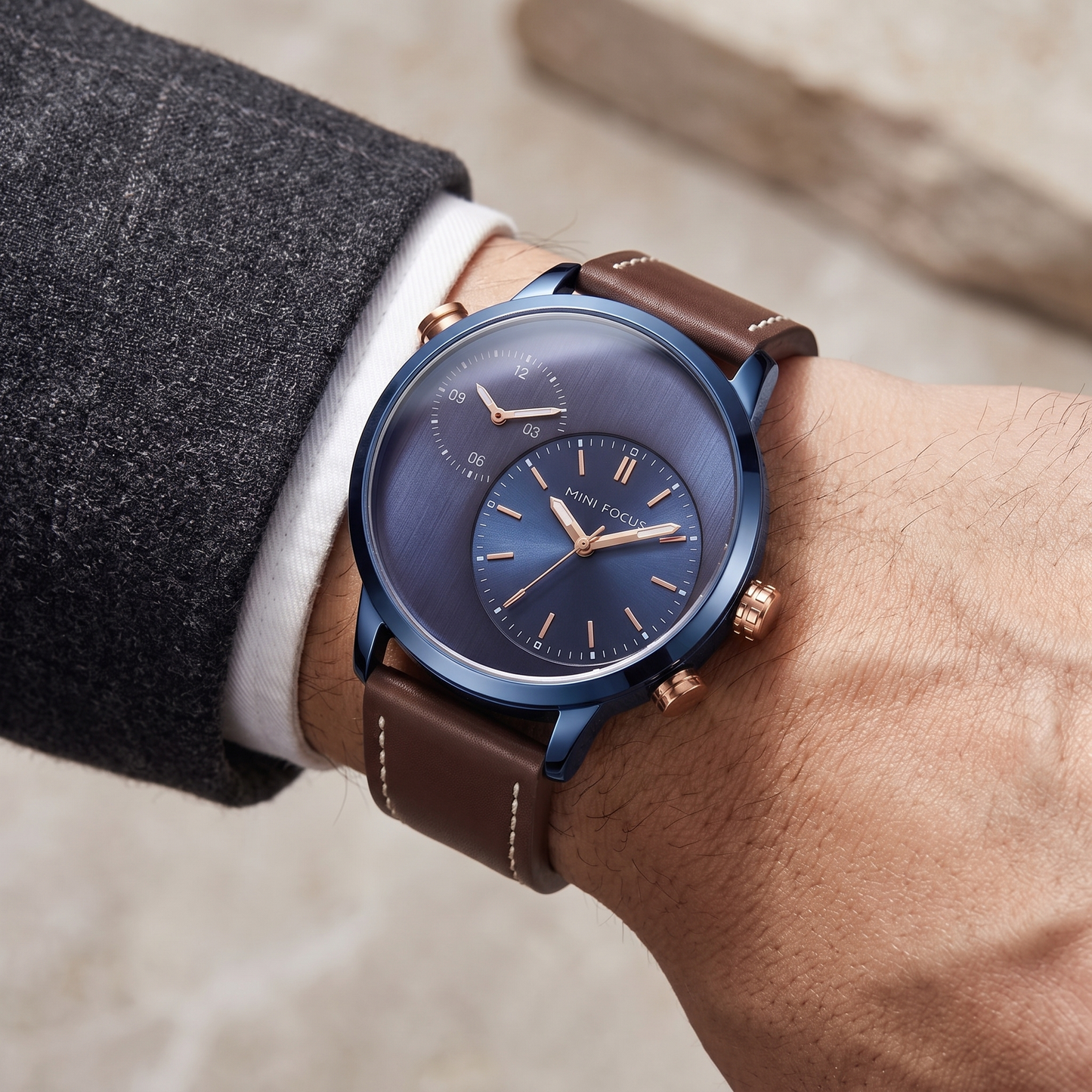 Sovrano Dual-Dial Leather Watch