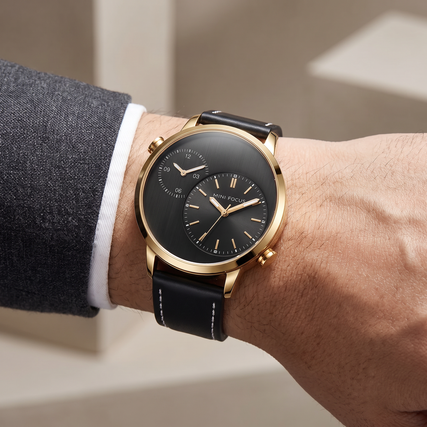 Sovrano Dual-Dial Leather Watch