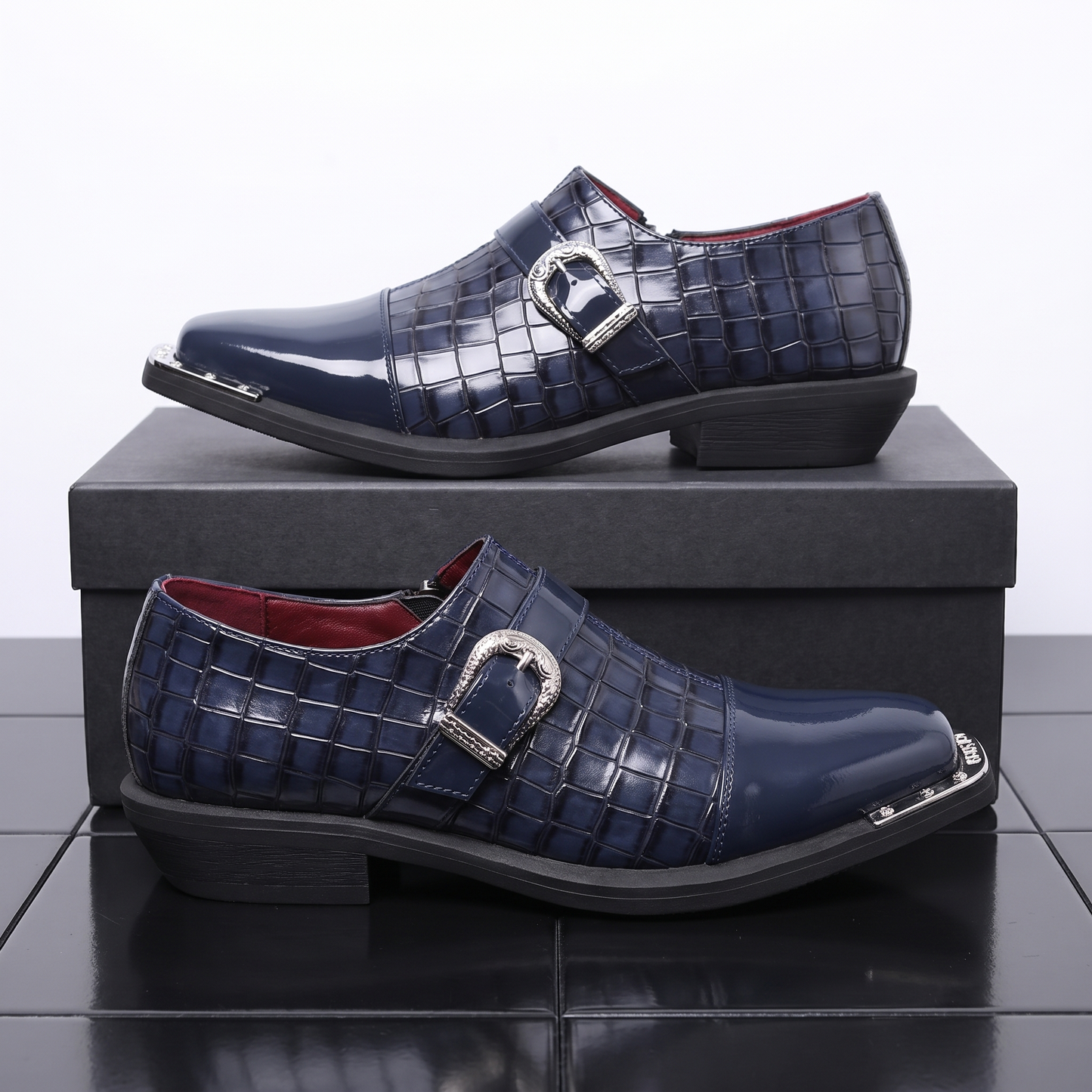 Draconis Croc-Embossed Monk Strap