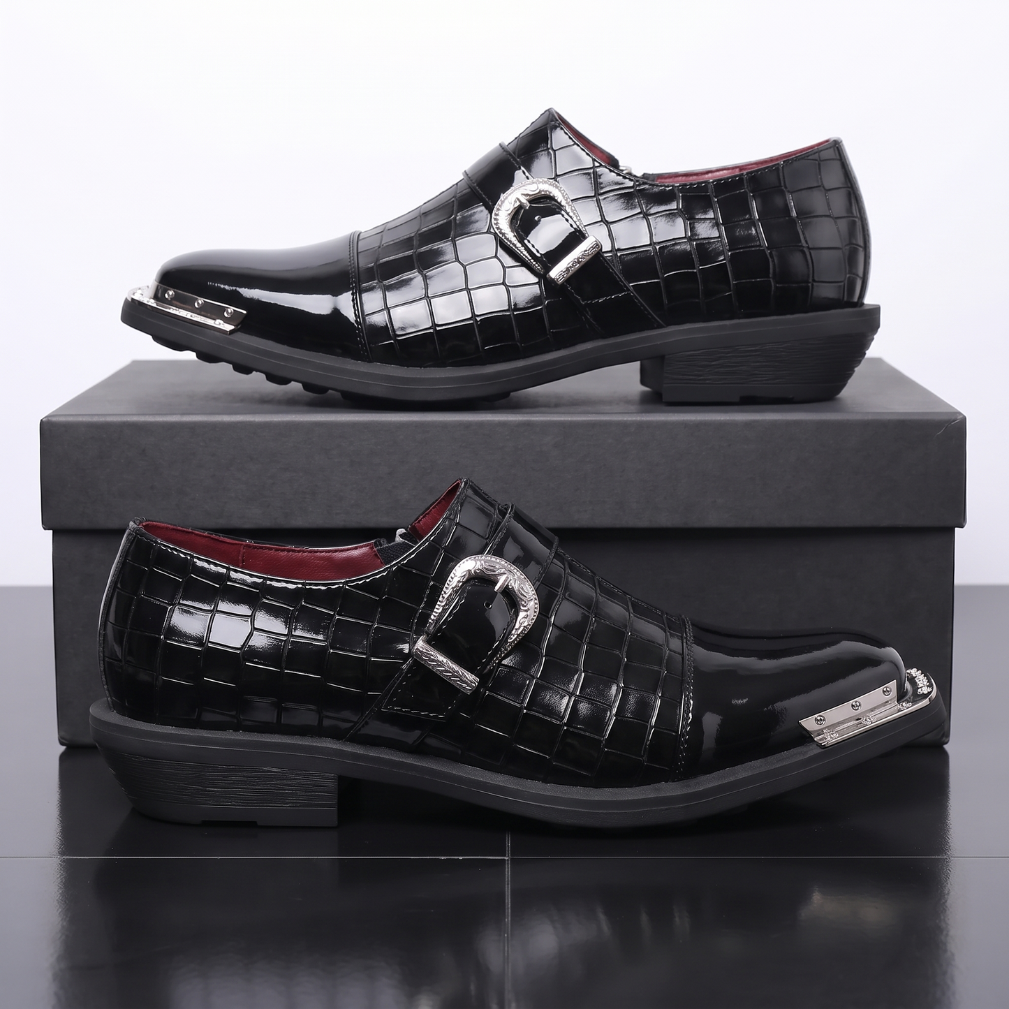 Draconis Croc-Embossed Monk Strap