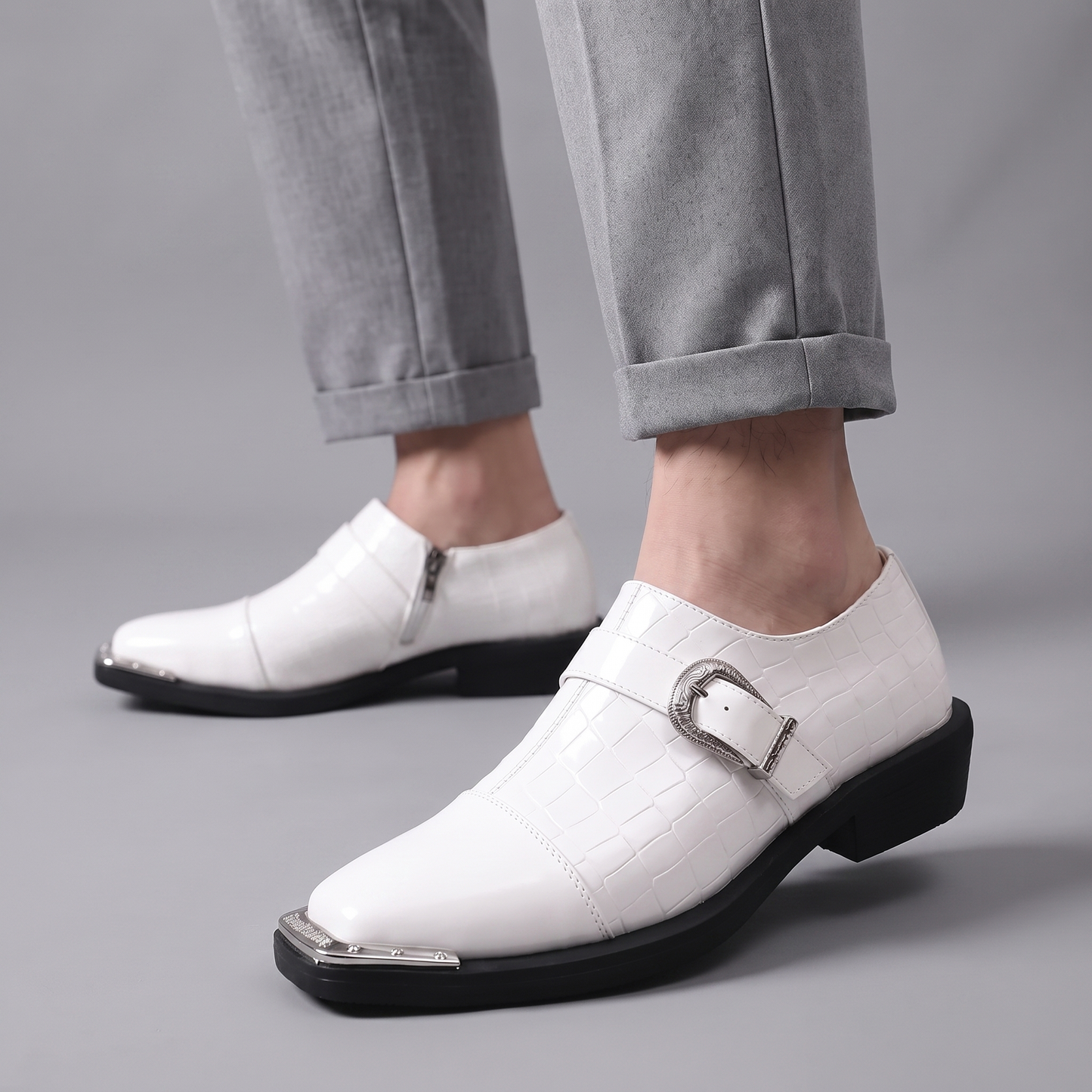 Draconis Croc-Embossed Monk Strap
