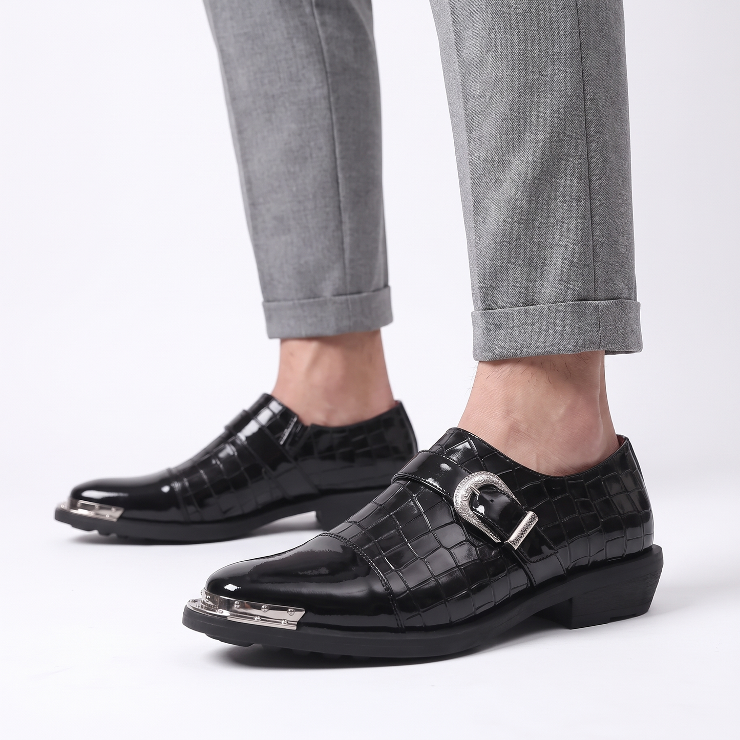 Draconis Croc-Embossed Monk Strap