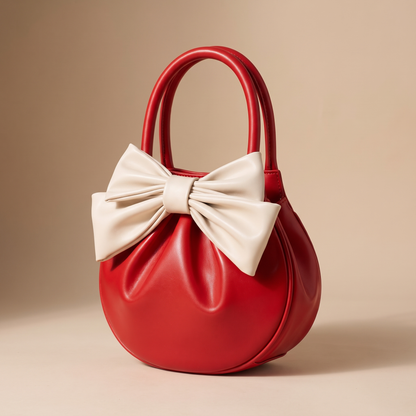 Rosette Bow Top-Handle Bag