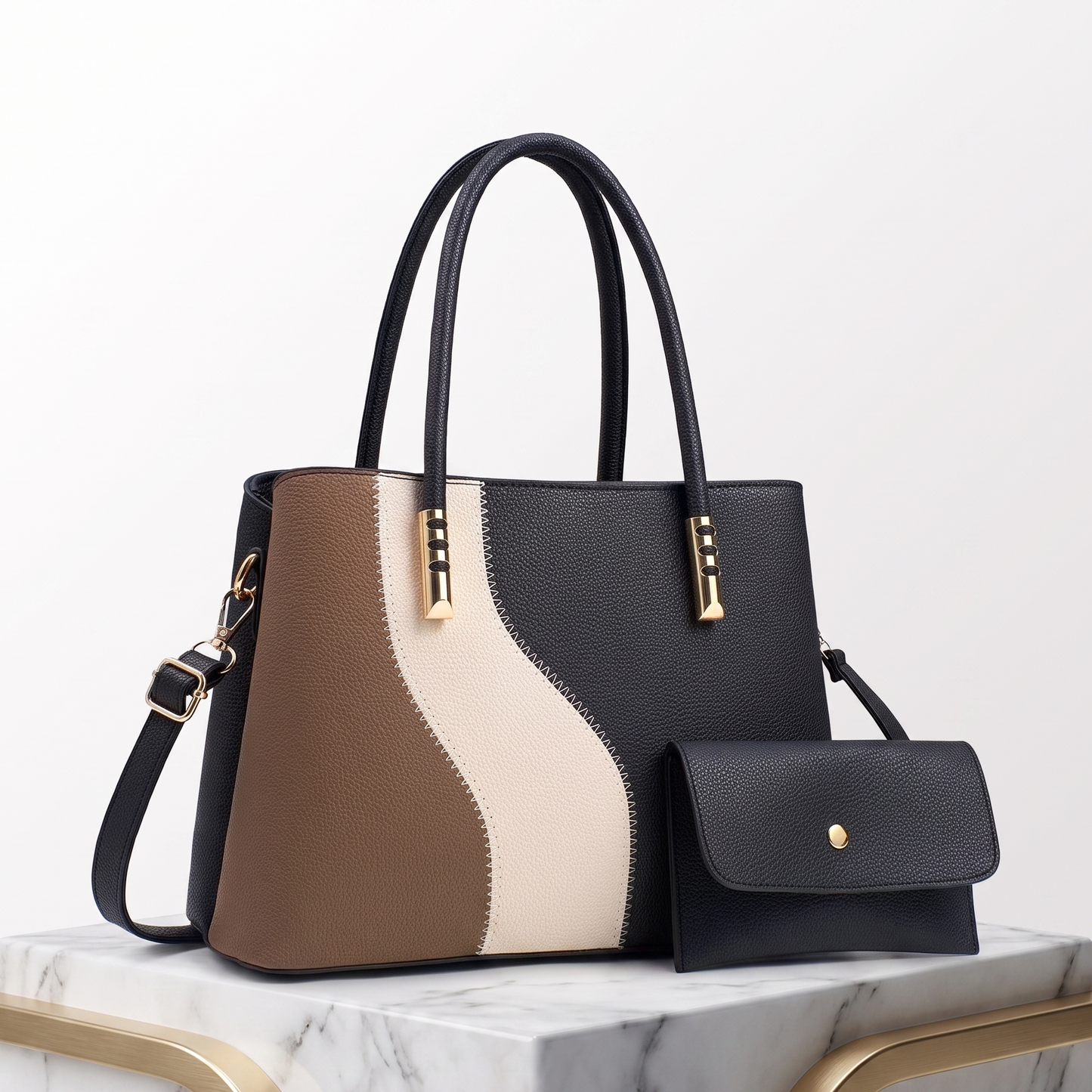 Isabeau Colorblock Tote & Pouch Set