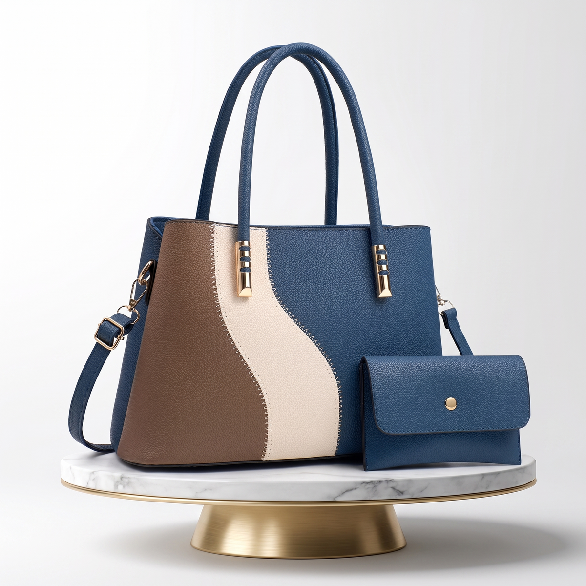 Isabeau Colorblock Tote & Pouch Set