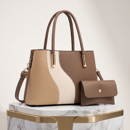 Isabeau Colorblock Tote & Pouch Set