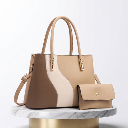 Isabeau Colorblock Tote & Pouch Set