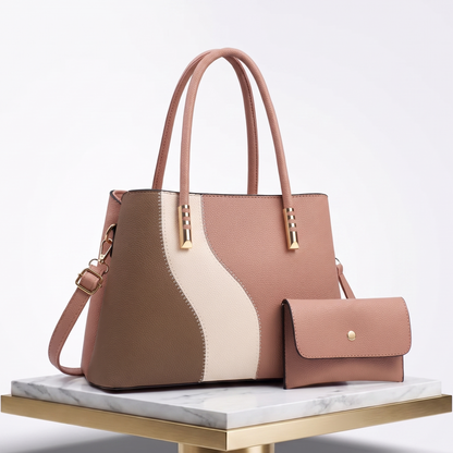 Isabeau Colorblock Tote & Pouch Set