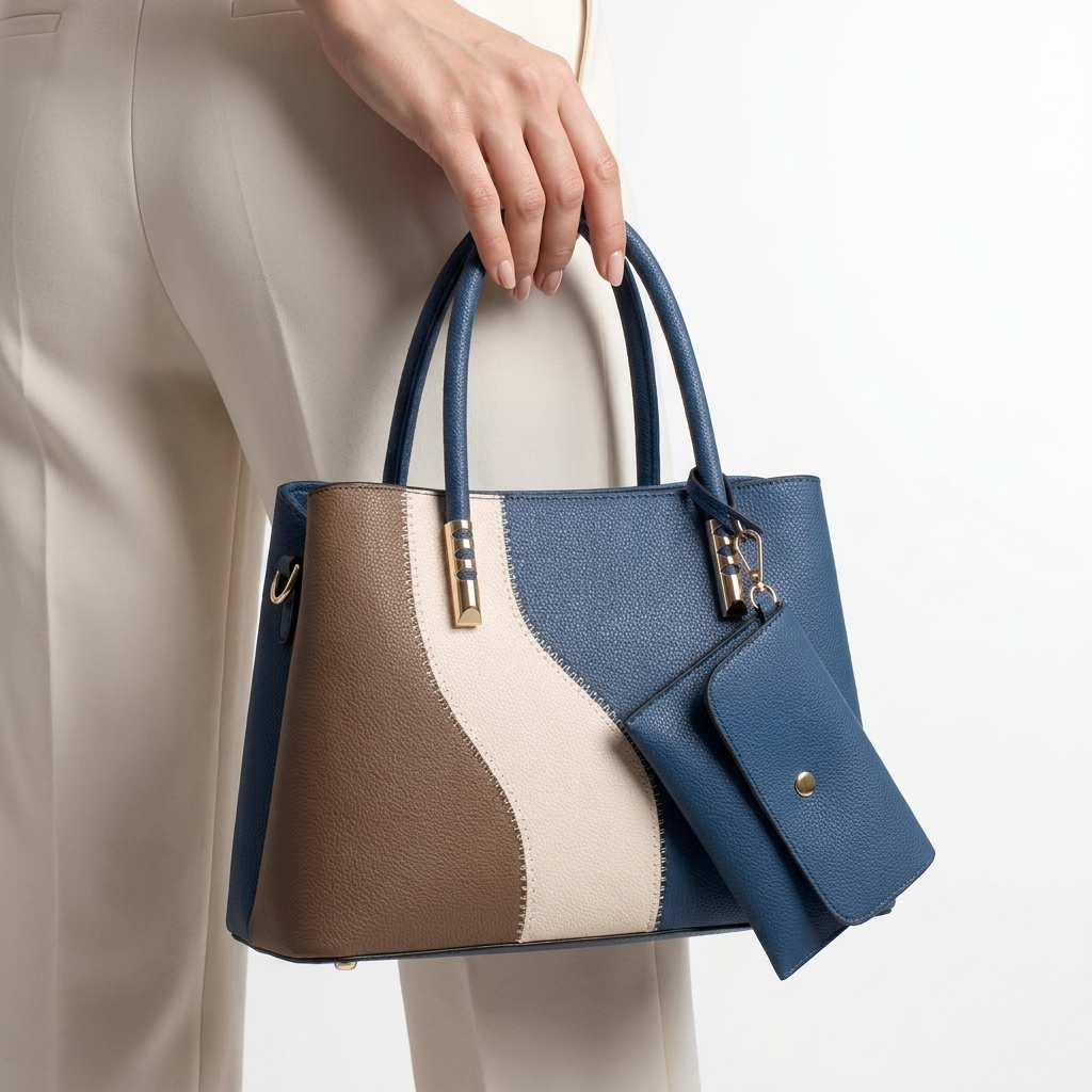 Isabeau Colorblock Tote & Pouch Set