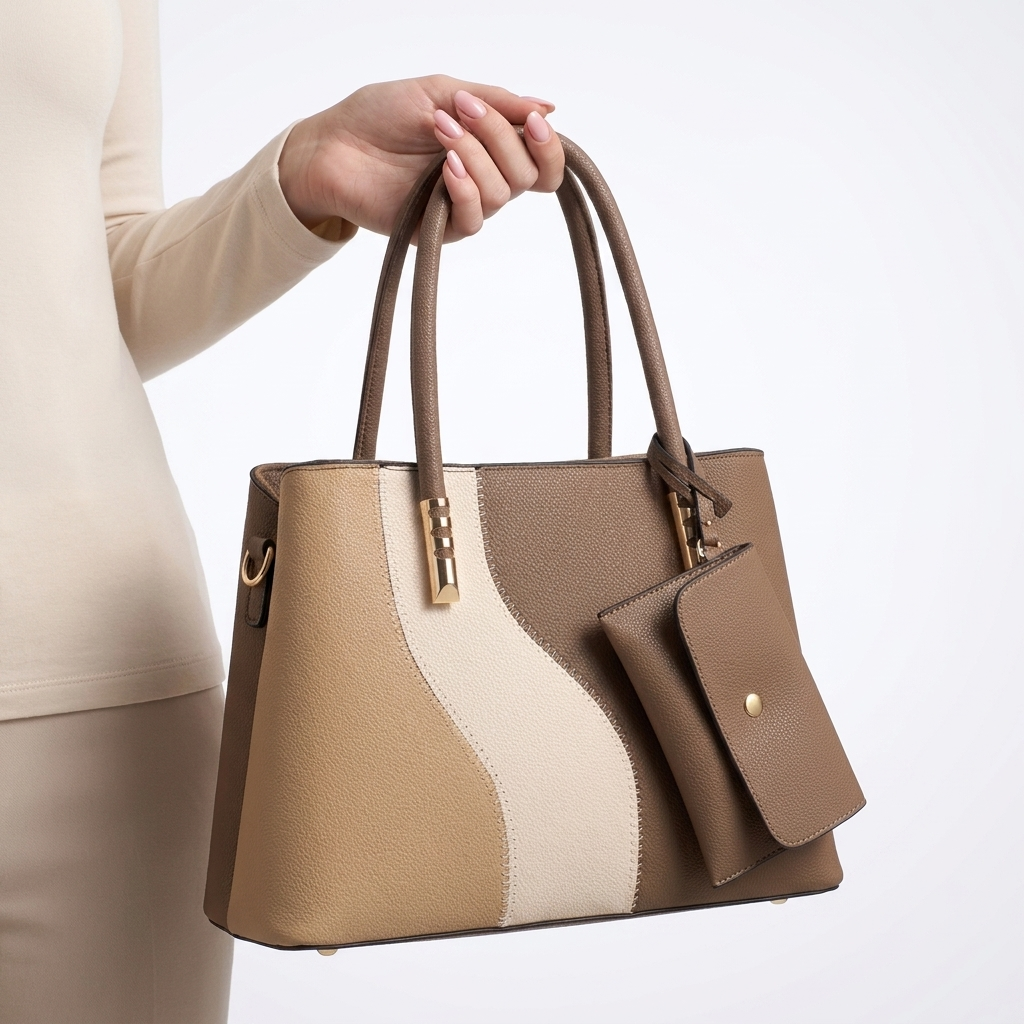 Isabeau Colorblock Tote & Pouch Set
