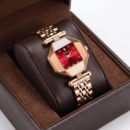 Scarlet Faceted Timepiece