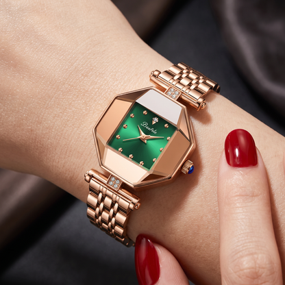 Scarlet Faceted Timepiece