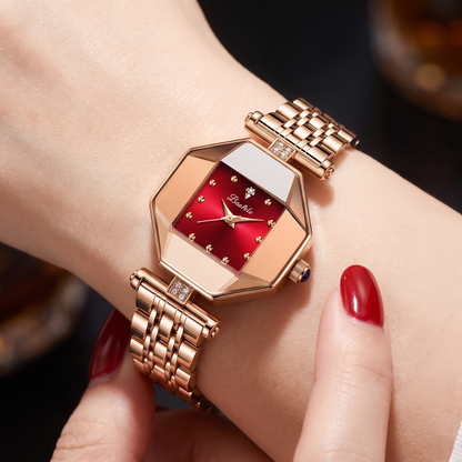 Scarlet Faceted Timepiece