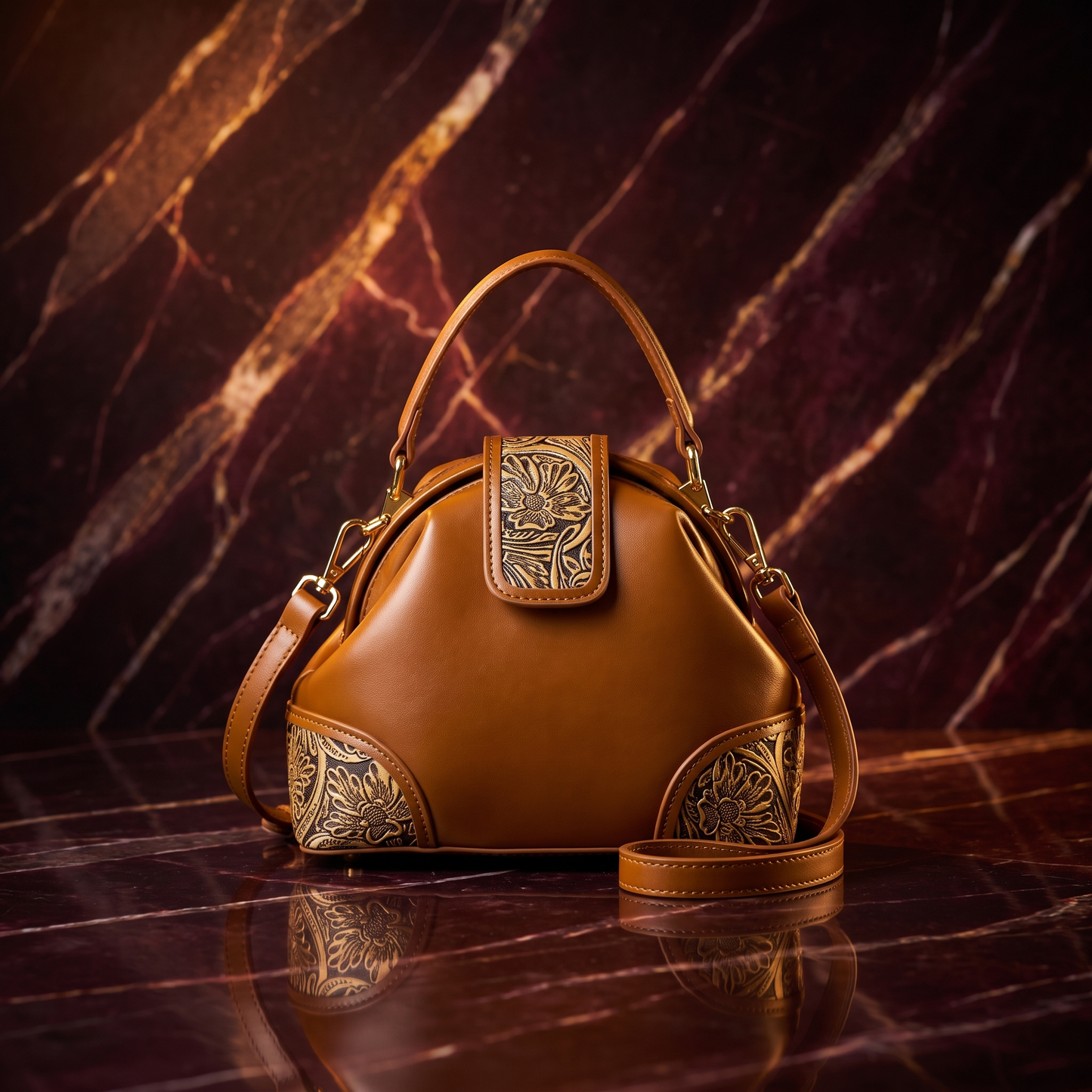 Vermillion Tooled Handbag
