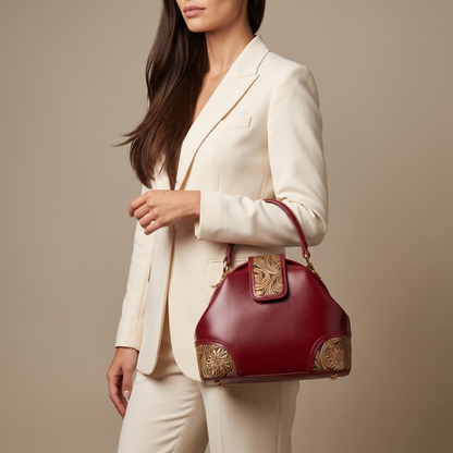 Vermillion Tooled Handbag