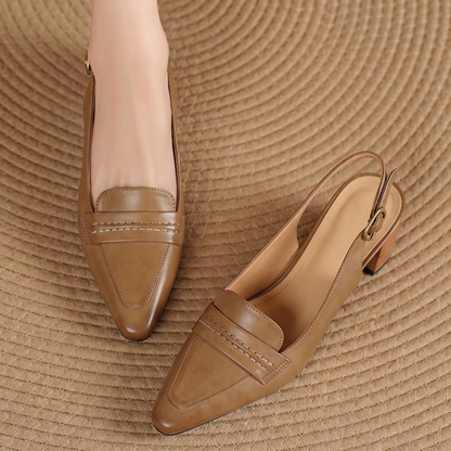 Genuine Leather Pointed Slingback Loafer