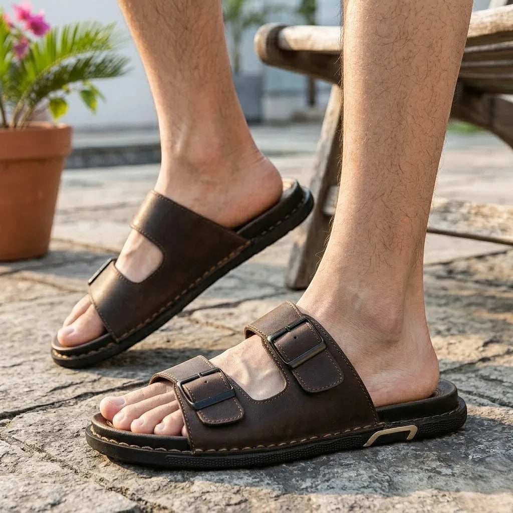 Saddle-Stitch Dual-Buckle Slide