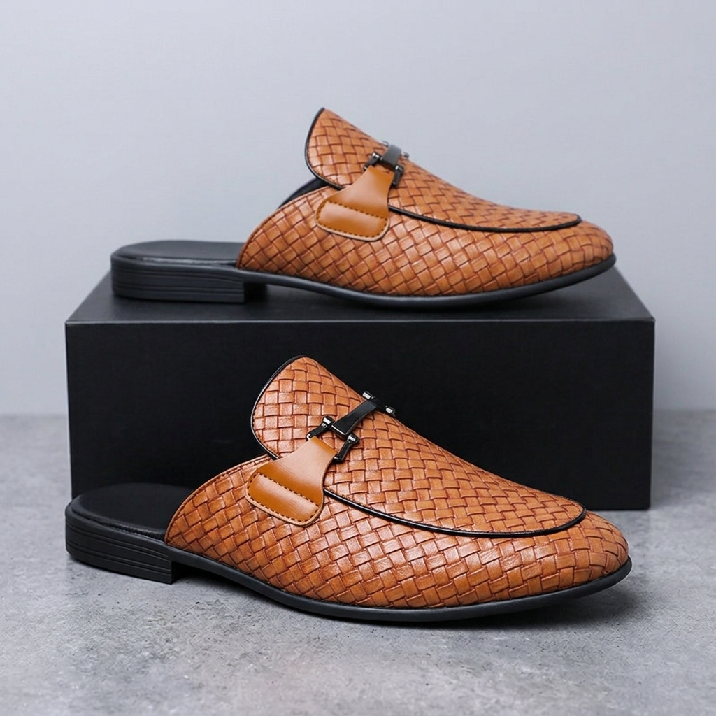 Marchetti Woven Backless Loafers
