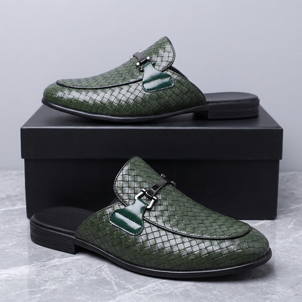 Marchetti Woven Backless Loafers