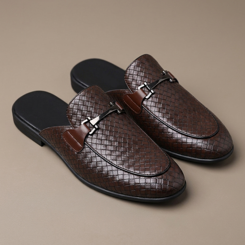 Marchetti Woven Backless Loafers