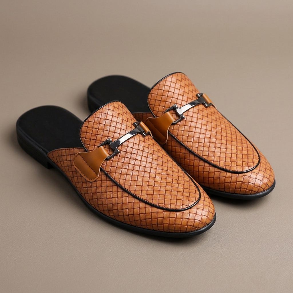 Marchetti Woven Backless Loafers