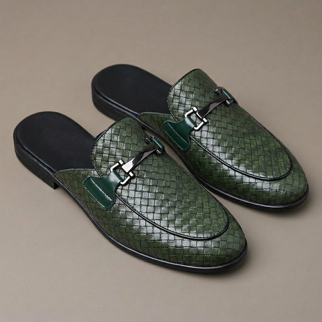 Marchetti Woven Backless Loafers