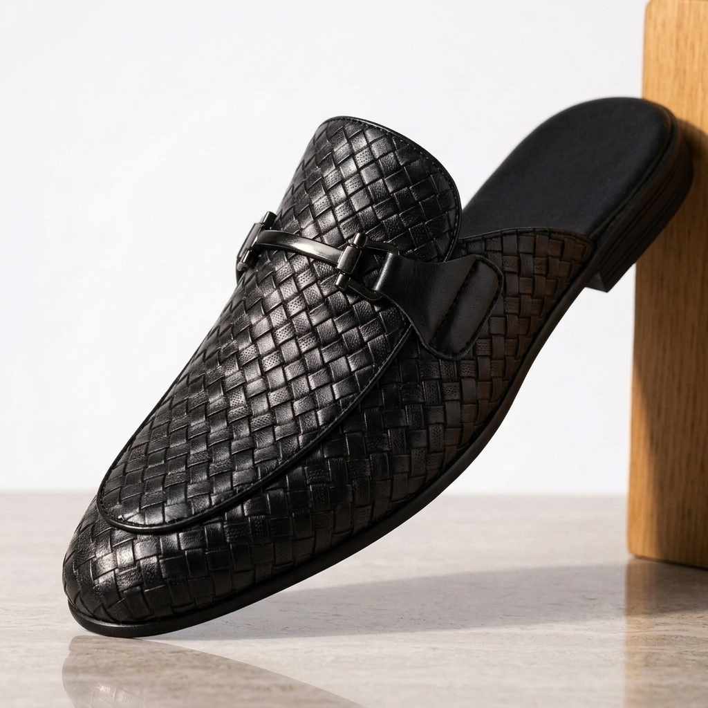 Marchetti Woven Backless Loafers