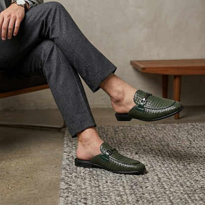 Marchetti Woven Backless Loafers
