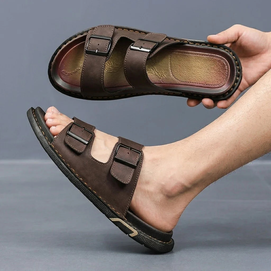 Saddle-Stitch Dual-Buckle Slide