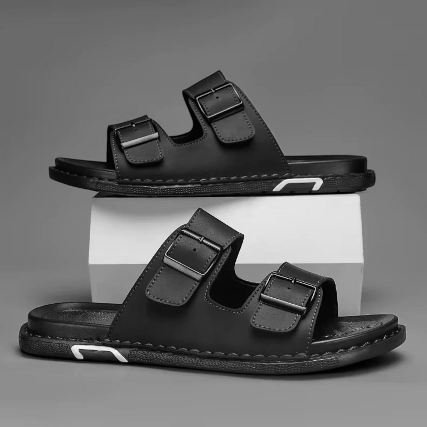 Saddle-Stitch Dual-Buckle Slide