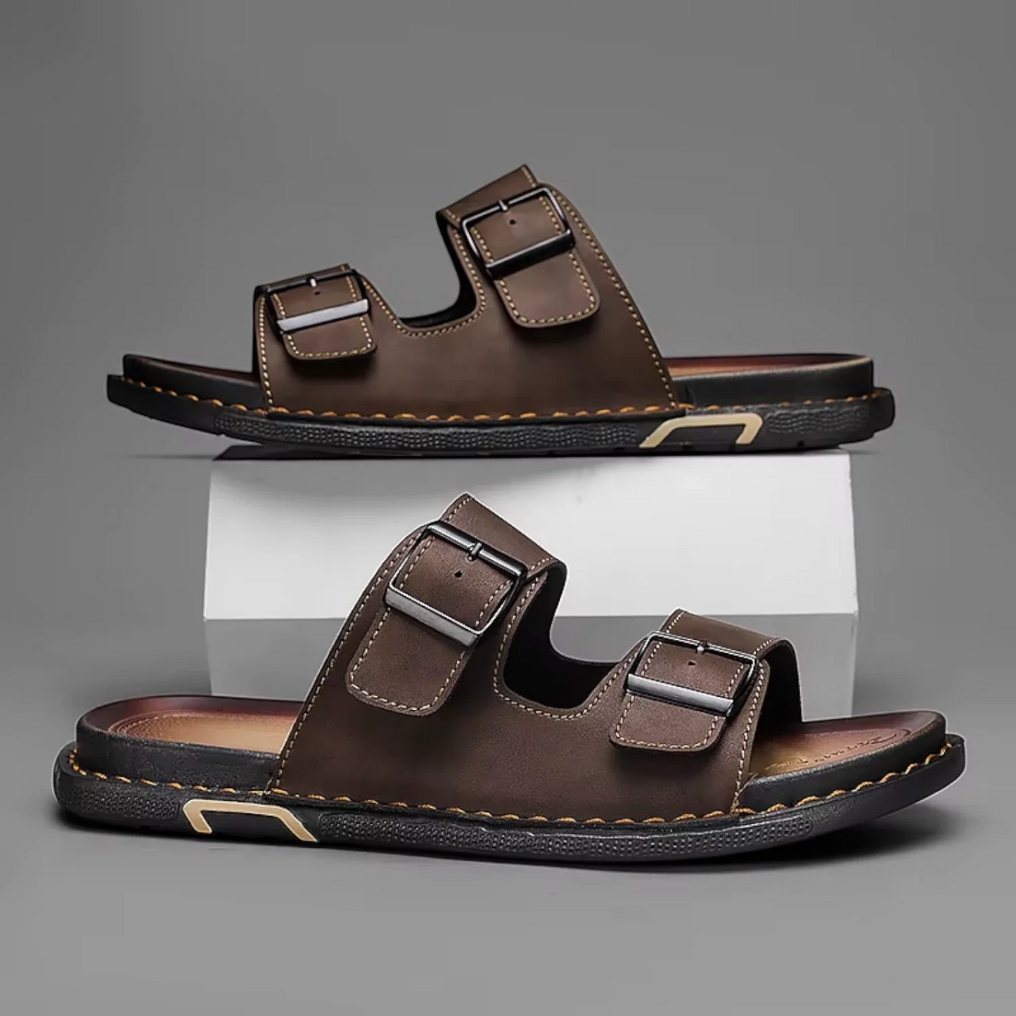 Saddle-Stitch Dual-Buckle Slide