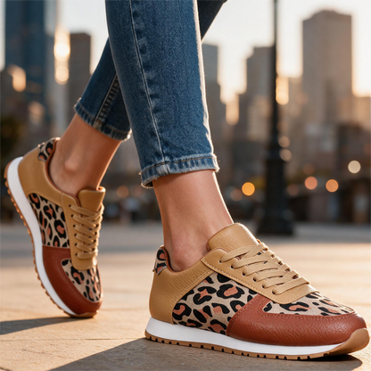 Solene Leopard-Panel Trainers