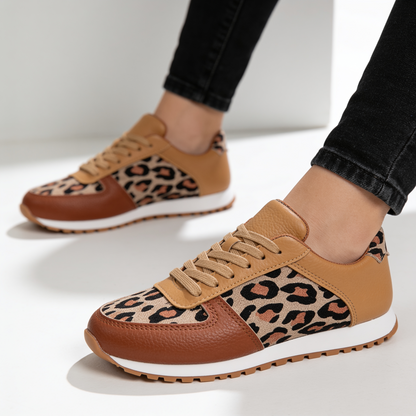 Solene Leopard-Panel Trainers