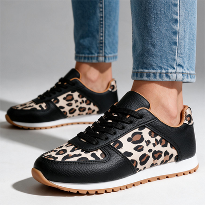 Solene Leopard-Panel Trainers
