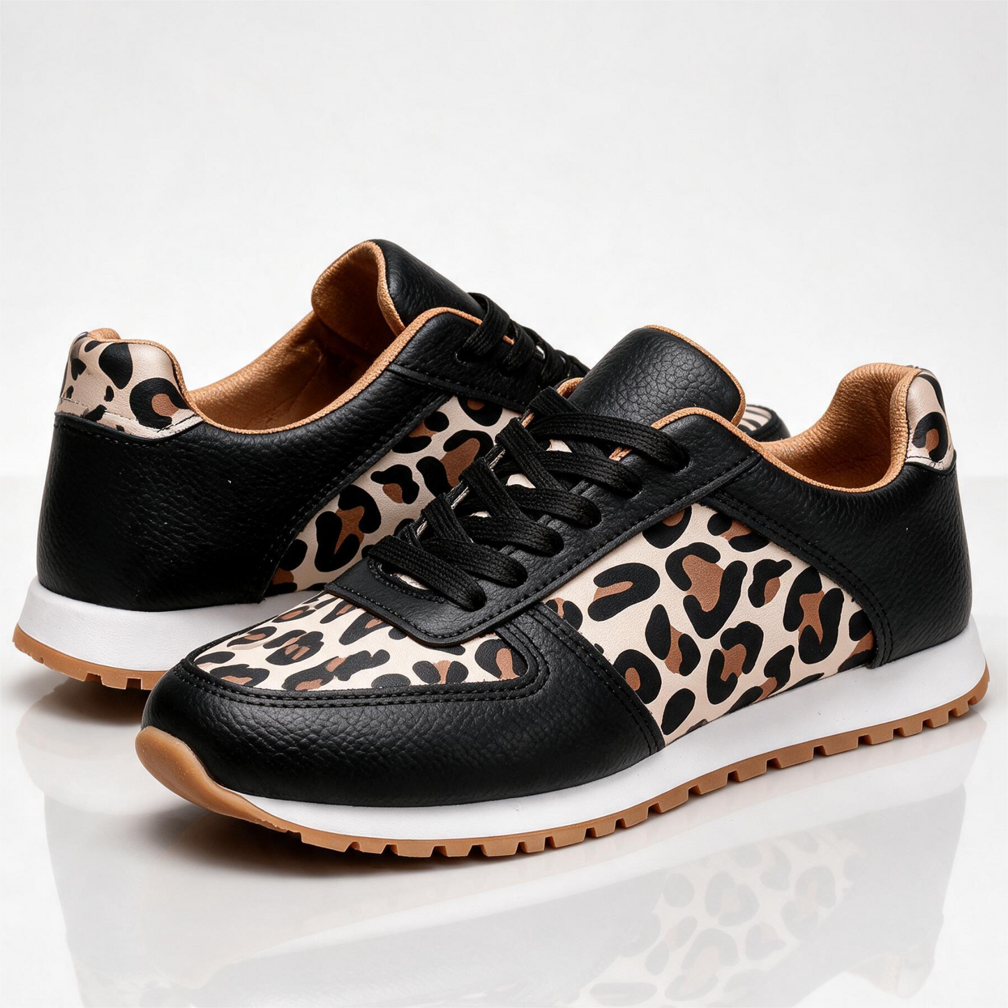 Solene Leopard-Panel Trainers