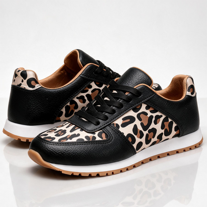 Solene Leopard-Panel Trainers