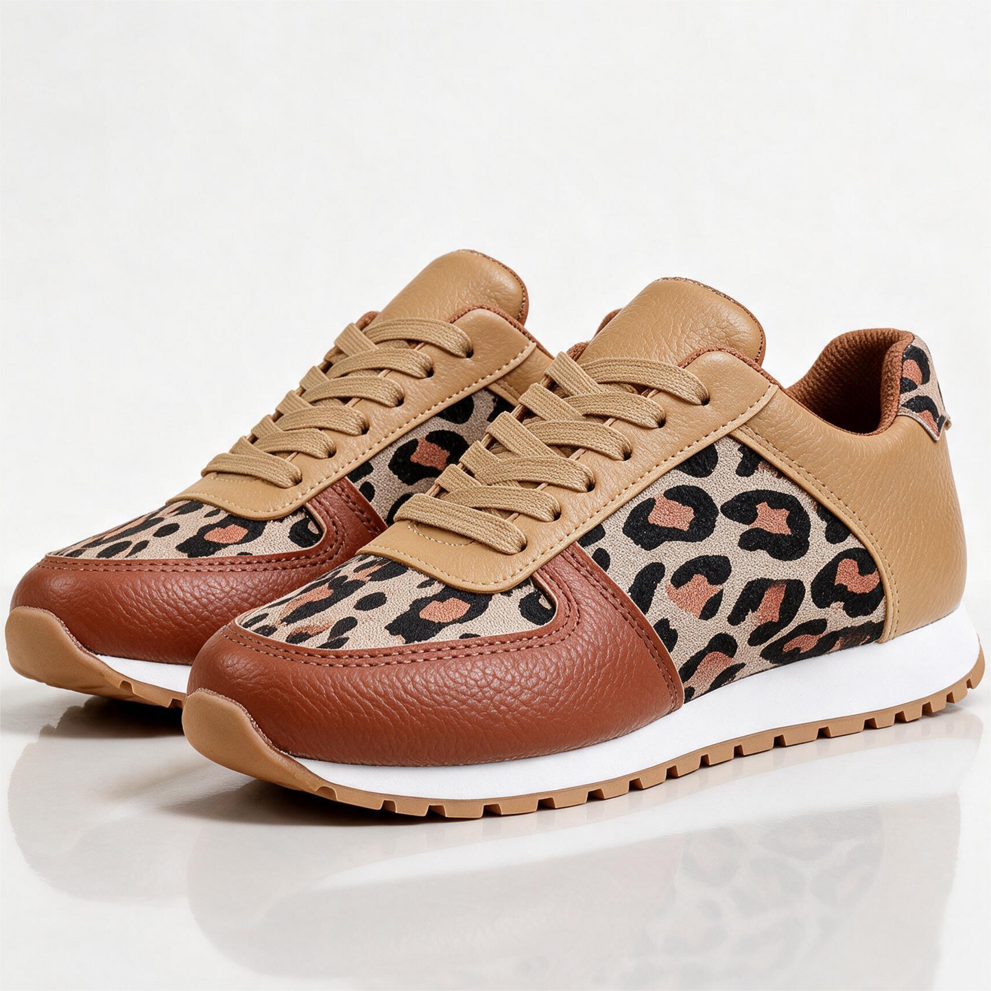 Solene Leopard-Panel Trainers