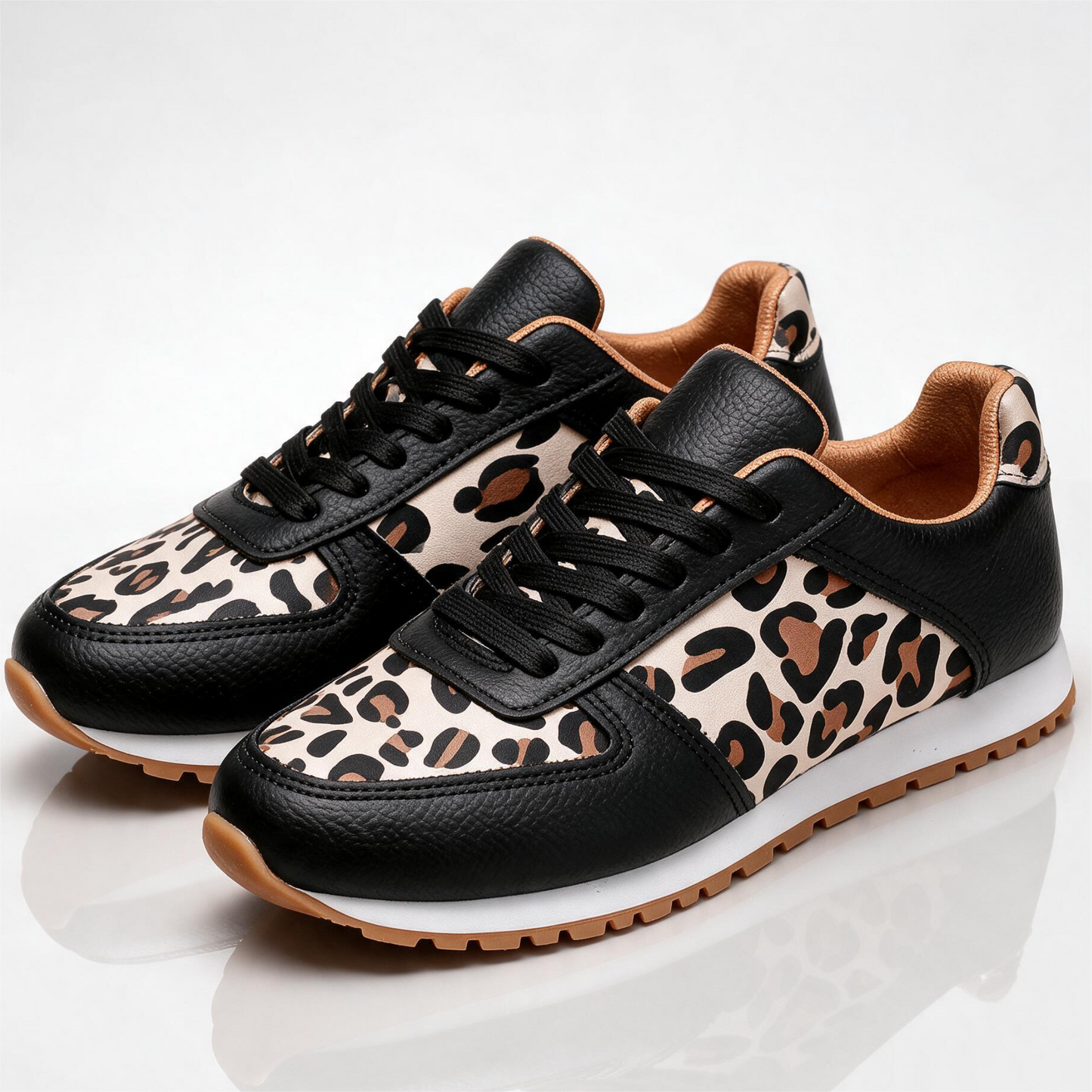 Solene Leopard-Panel Trainers