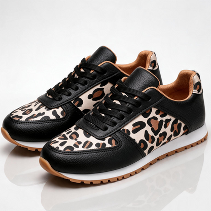 Solene Leopard-Panel Trainers