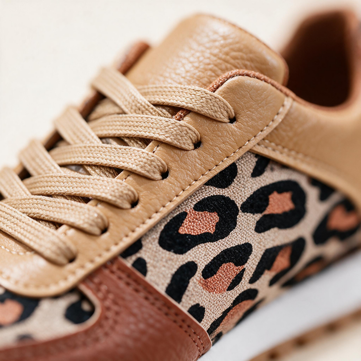 Solene Leopard-Panel Trainers