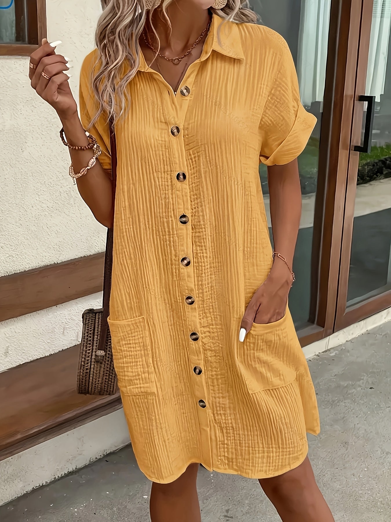 Provence Crinkle Oversized Shirtdress