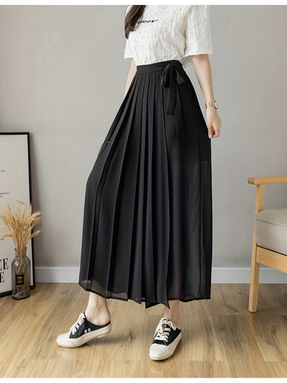 Pleated Wrap Midi Skirt