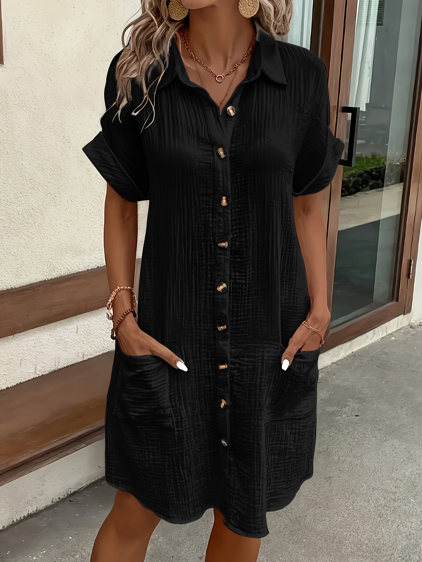 Provence Crinkle Oversized Shirtdress