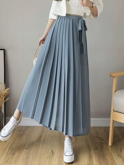 Pleated Wrap Midi Skirt