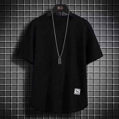 Waffle-Knit Curved-Hem Tee