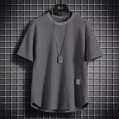 Waffle-Knit Curved-Hem Tee
