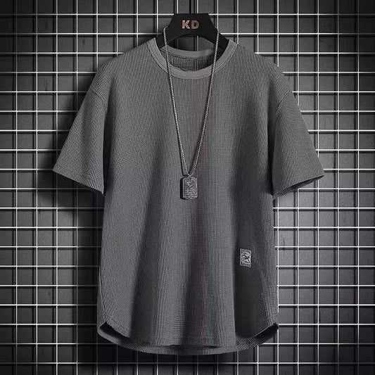 Waffle-Knit Curved-Hem Tee